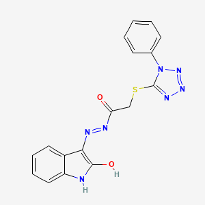 molecular formula C17H13N7O2S B11502007 N'-[(3Z)-2-oxo-1,2-dihydro-3H-indol-3-ylidene]-2-[(1-phenyl-1H-tetrazol-5-yl)sulfanyl]acetohydrazide 