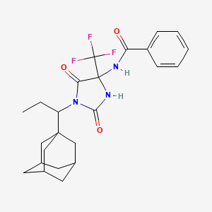 molecular formula C24H28F3N3O3 B11502026 N-{1-[1-(Adamantan-1-YL)propyl]-2,5-dioxo-4-(trifluoromethyl)imidazolidin-4-YL}benzamide 