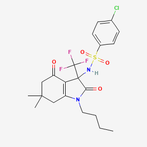 N-[1-butyl-6,6-dimethyl-2,4-dioxo-3-(trifluoromethyl)-2,3,4,5,6,7-hexahydro-1H-indol-3-yl]-4-chlorobenzenesulfonamide