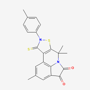 2,7,7-trimethyl-9-(4-methylphenyl)-10-thioxo-9,10-dihydro-7H-isothiazolo[5,4-c]pyrrolo[3,2,1-ij]quinoline-4,5-dione