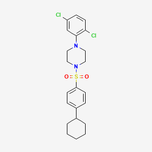 molecular formula C22H26Cl2N2O2S B11502050 1-[(4-Cyclohexylphenyl)sulfonyl]-4-(2,5-dichlorophenyl)piperazine 