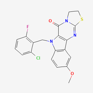 molecular formula C20H15ClFN3O2S B11502061 8-[(2-chloro-6-fluorophenyl)methyl]-4-methoxy-14-thia-8,11,16-triazatetracyclo[7.7.0.02,7.011,15]hexadeca-1(9),2(7),3,5,15-pentaen-10-one 