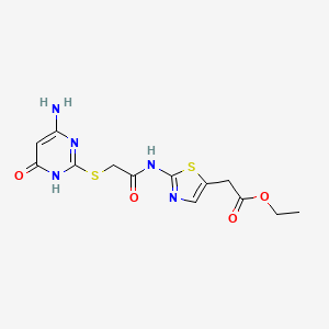 Ethyl [2-({[(6-amino-4-oxo-1,4-dihydropyrimidin-2-yl)sulfanyl]acetyl}amino)-1,3-thiazol-5-yl]acetate