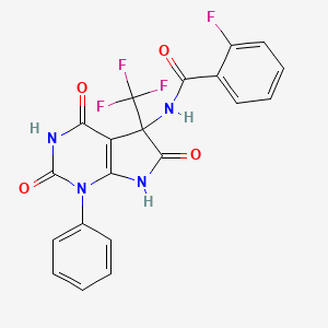 2-fluoro-N-[4-hydroxy-2,6-dioxo-1-phenyl-5-(trifluoromethyl)-2,5,6,7-tetrahydro-1H-pyrrolo[2,3-d]pyrimidin-5-yl]benzamide