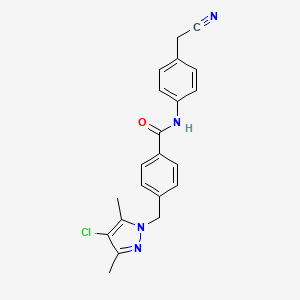 4-[(4-chloro-3,5-dimethyl-1H-pyrazol-1-yl)methyl]-N-[4-(cyanomethyl)phenyl]benzamide