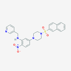 molecular formula C26H25N5O4S B11502173 5-[4-(naphthalen-2-ylsulfonyl)piperazin-1-yl]-2-nitro-N-(pyridin-3-ylmethyl)aniline 