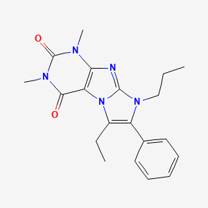 molecular formula C20H23N5O2 B11502202 1H,7H-1,3a,5,7,8-Pentaazacyclopenta[a]indene-4,6-dione, 3-ethyl-5,7-dimethyl-2-phenyl-1-propyl- 