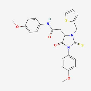 N-(4-methoxyphenyl)-2-[1-(4-methoxyphenyl)-5-oxo-3-(thiophen-2-ylmethyl)-2-thioxoimidazolidin-4-yl]acetamide