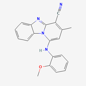 molecular formula C20H16N4O B11502245 1-[(2-Methoxyphenyl)amino]-3-methylpyrido[1,2-a]benzimidazole-4-carbonitrile 