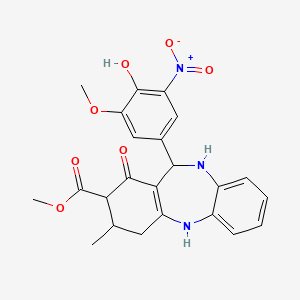 methyl 11-(4-hydroxy-3-methoxy-5-nitrophenyl)-3-methyl-1-oxo-2,3,4,5,10,11-hexahydro-1H-dibenzo[b,e][1,4]diazepine-2-carboxylate