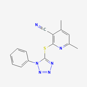 molecular formula C15H12N6S B11502269 4,6-dimethyl-2-[(1-phenyl-1H-tetrazol-5-yl)sulfanyl]pyridine-3-carbonitrile CAS No. 5814-33-5