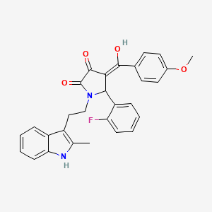 molecular formula C29H25FN2O4 B11502289 5-(2-fluorophenyl)-3-hydroxy-4-[(4-methoxyphenyl)carbonyl]-1-[2-(2-methyl-1H-indol-3-yl)ethyl]-1,5-dihydro-2H-pyrrol-2-one 