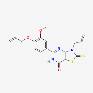 molecular formula C18H17N3O3S2 B11502348 5-[3-methoxy-4-(prop-2-en-1-yloxy)phenyl]-3-(prop-2-en-1-yl)-2-thioxo-2,3-dihydro[1,3]thiazolo[4,5-d]pyrimidin-7(6H)-one 