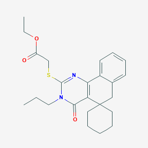 Ethyl 2-{4-oxo-3-propyl-4,6-dihydro-3H-spiro[benzo[H]quinazoline-5,1'-cyclohexan]-2-ylsulfanyl}acetate