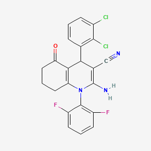 molecular formula C22H15Cl2F2N3O B11502388 2-Amino-4-(2,3-dichlorophenyl)-1-(2,6-difluorophenyl)-5-oxo-1,4,5,6,7,8-hexahydroquinoline-3-carbonitrile 