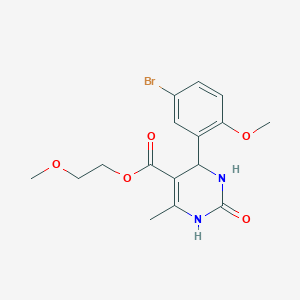 molecular formula C16H19BrN2O5 B11502390 2-Methoxyethyl 4-(5-bromo-2-methoxyphenyl)-6-methyl-2-oxo-1,2,3,4-tetrahydropyrimidine-5-carboxylate 