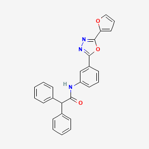 molecular formula C26H19N3O3 B11502395 N-{3-[5-(furan-2-yl)-1,3,4-oxadiazol-2-yl]phenyl}-2,2-diphenylacetamide 