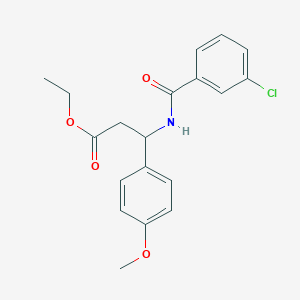 molecular formula C19H20ClNO4 B11502409 Propionic acid, 3-(3-chlorobenzoylamino)-3-(4-methoxyphenyl)-, ethyl ester 