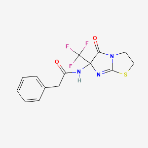 molecular formula C14H12F3N3O2S B11502414 N-(5-Oxo-6-trifluoromethyl-2,3,5,6-tetrahydro-imidazo[2,1-b]thiazol-6-yl)-2-phenyl-acetamide 