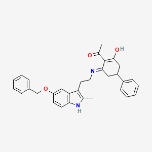 molecular formula C32H32N2O3 B11502430 2-acetyl-3-({2-[5-(benzyloxy)-2-methyl-1H-indol-3-yl]ethyl}amino)-5-phenylcyclohex-2-en-1-one 