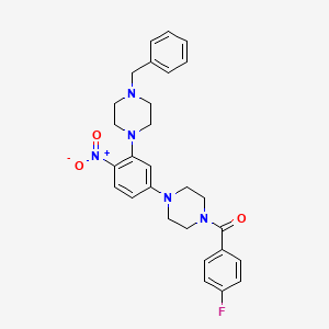 molecular formula C28H30FN5O3 B11502443 {4-[3-(4-Benzylpiperazin-1-yl)-4-nitrophenyl]piperazin-1-yl}(4-fluorophenyl)methanone 