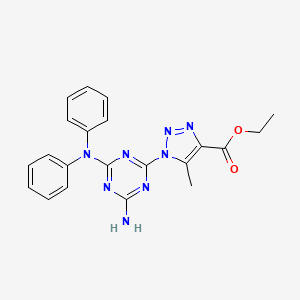 molecular formula C21H20N8O2 B11502445 ethyl 1-[4-amino-6-(diphenylamino)-1,3,5-triazin-2-yl]-5-methyl-1H-1,2,3-triazole-4-carboxylate 