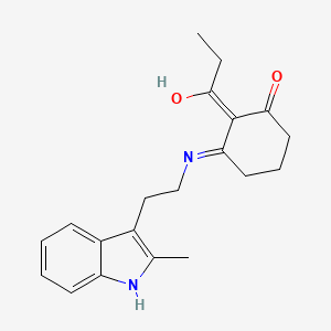 molecular formula C20H24N2O2 B11502468 3-{[2-(2-methyl-1H-indol-3-yl)ethyl]amino}-2-propanoylcyclohex-2-en-1-one 