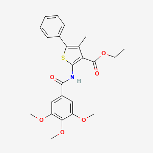 molecular formula C24H25NO6S B11502475 Ethyl 4-methyl-5-phenyl-2-{[(3,4,5-trimethoxyphenyl)carbonyl]amino}thiophene-3-carboxylate 