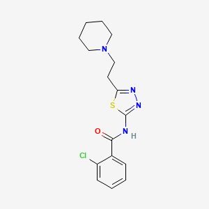 molecular formula C16H19ClN4OS B11502481 2-chloro-N-[5-(2-piperidin-1-ylethyl)-1,3,4-thiadiazol-2-yl]benzamide 