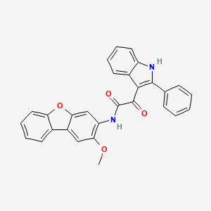 molecular formula C29H20N2O4 B11502509 N-(2-methoxydibenzo[b,d]furan-3-yl)-2-oxo-2-(2-phenyl-1H-indol-3-yl)acetamide 