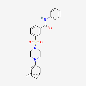 molecular formula C27H33N3O3S B11502517 3-{[4-(Adamantan-1-YL)piperazin-1-YL]sulfonyl}-N-phenylbenzamide 