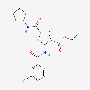 molecular formula C21H23ClN2O4S B11502628 Ethyl 2-{[(3-chlorophenyl)carbonyl]amino}-5-(cyclopentylcarbamoyl)-4-methylthiophene-3-carboxylate 