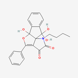 molecular formula C23H21NO6 B11502631 15-butyl-2,2,9-trihydroxy-11-phenyl-10-oxa-15-azatetracyclo[7.6.0.01,12.03,8]pentadeca-3,5,7,11-tetraene-13,14-dione 