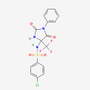 4-chloro-N-[2,5-dioxo-1-phenyl-4-(trifluoromethyl)imidazolidin-4-yl]benzenesulfonamide