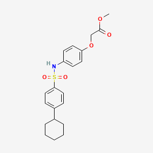 molecular formula C21H25NO5S B11502729 Methyl (4-{[(4-cyclohexylphenyl)sulfonyl]amino}phenoxy)acetate 