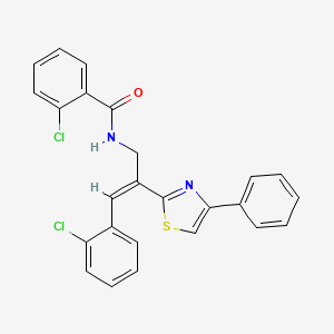 2-chloro-N-[(2Z)-3-(2-chlorophenyl)-2-(4-phenyl-1,3-thiazol-2-yl)prop-2-en-1-yl]benzamide