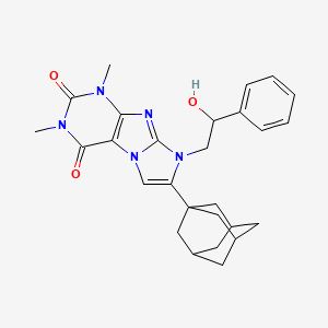 molecular formula C27H31N5O3 B11502754 7-(Adamantan-1-YL)-8-(2-hydroxy-2-phenylethyl)-1,3-dimethyl-1H,2H,3H,4H,8H-imidazo[1,2-G]purine-2,4-dione 