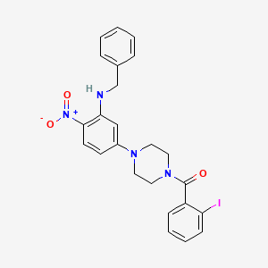 molecular formula C24H23IN4O3 B11502756 N-Benzyl-5-[4-(2-iodobenzoyl)piperazin-1-YL]-2-nitroaniline 