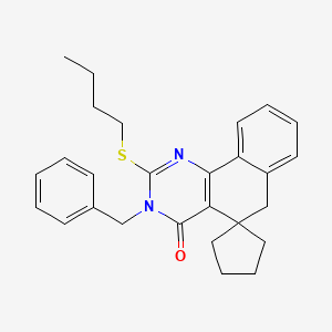 molecular formula C27H30N2OS B11502781 3-benzyl-2-(butylsulfanyl)-3H-spiro[benzo[h]quinazoline-5,1'-cyclopentan]-4(6H)-one 