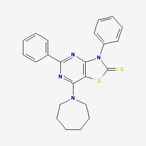 molecular formula C23H22N4S2 B11502787 7-(azepan-1-yl)-3,5-diphenyl[1,3]thiazolo[4,5-d]pyrimidine-2(3H)-thione 