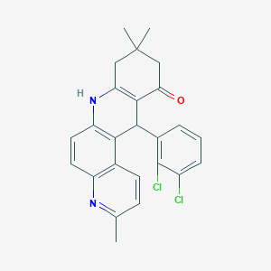 molecular formula C25H22Cl2N2O B11502790 12-(2,3-dichlorophenyl)-3,9,9-trimethyl-8,9,10,12-tetrahydrobenzo[b][4,7]phenanthrolin-11(7H)-one 