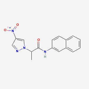 molecular formula C16H14N4O3 B11502834 N-(naphthalen-2-yl)-2-(4-nitro-1H-pyrazol-1-yl)propanamide 