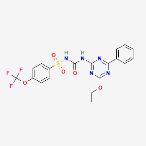 molecular formula C19H16F3N5O5S B11502848 N-[(4-ethoxy-6-phenyl-1,3,5-triazin-2-yl)carbamoyl]-4-(trifluoromethoxy)benzenesulfonamide 