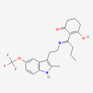 molecular formula C22H25F3N2O3 B11502859 2-[1-({2-[2-methyl-5-(trifluoromethoxy)-1H-indol-3-yl]ethyl}amino)butylidene]cyclohexane-1,3-dione 