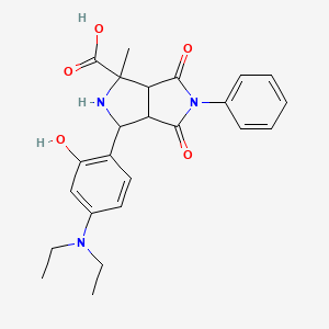 molecular formula C24H27N3O5 B11502867 3-[4-(Diethylamino)-2-hydroxyphenyl]-1-methyl-4,6-dioxo-5-phenyloctahydropyrrolo[3,4-c]pyrrole-1-carboxylic acid 