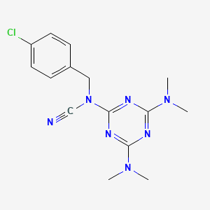 molecular formula C15H18ClN7 B11502895 [4,6-Bis(dimethylamino)-1,3,5-triazin-2-yl](4-chlorobenzyl)cyanamide 