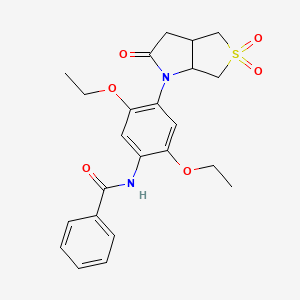 molecular formula C23H26N2O6S B11502936 N-[4-(5,5-dioxido-2-oxohexahydro-1H-thieno[3,4-b]pyrrol-1-yl)-2,5-diethoxyphenyl]benzamide 