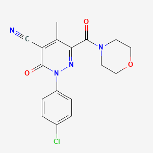 molecular formula C17H15ClN4O3 B11502948 2-(4-Chlorophenyl)-5-methyl-6-(morpholin-4-ylcarbonyl)-3-oxo-2,3-dihydropyridazine-4-carbonitrile 