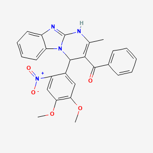 molecular formula C26H22N4O5 B11502954 [4-(4,5-Dimethoxy-2-nitrophenyl)-2-methyl-1,4-dihydropyrimido[1,2-a]benzimidazol-3-yl](phenyl)methanone 