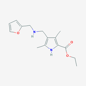 molecular formula C15H20N2O3 B11502976 4-([(Furan-2-ylmethyl)-amino]-methyl)-3,5-dimethyl-1H-pyrrole-2-carboxylic acid ethyl ester 